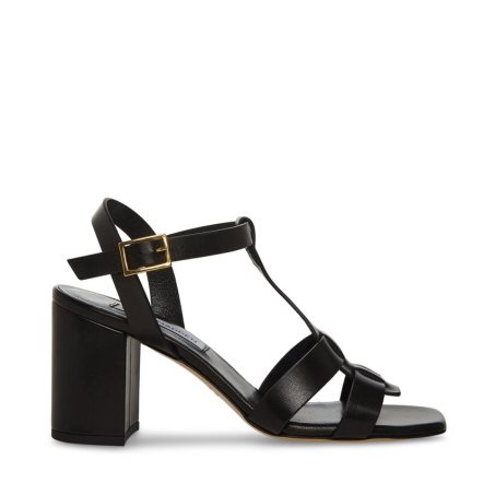 Black Steve Madden Waverly Leather Women's Heels Sandals | PH 8367FBQ